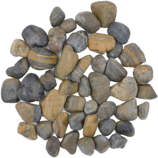 CNZ Polished Pebble Stone Striped 5 Pounds 1.0-1.5 Inch for Plant Aquariums, Landscaping, Home Decor