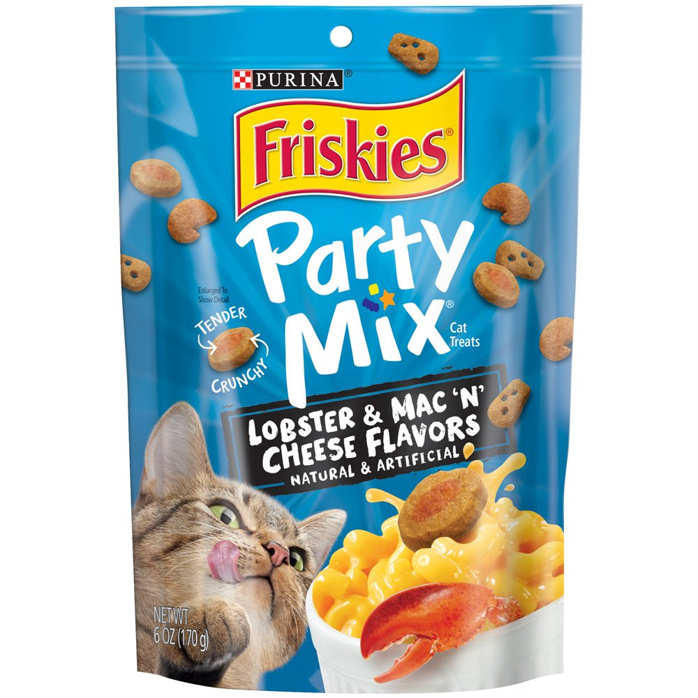 Friskies Cat Treats, Party Mix Lobster & Mac 'N' Cheese Flavors, 6 Oz. Pouch Animals & Pet Supplies > Pet Supplies > Cat Supplies > Cat Treats Nestlé Purina PetCare Company 6 oz. 1 