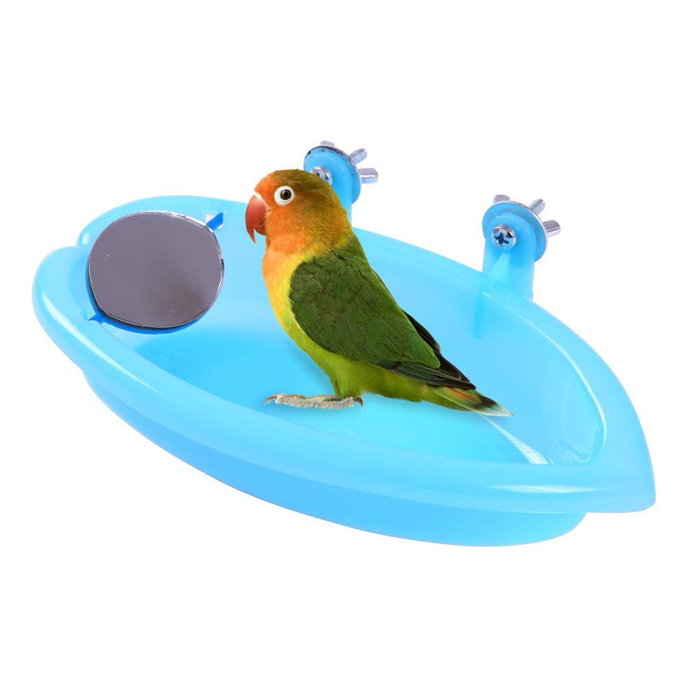 QBLEEV Bird Baths Tub with Mirrorfor Cage, Parrot Birdbath Shower Accessories, Bird Cage Hanging Bath Bathing Box for Small Birds Parrots Animals & Pet Supplies > Pet Supplies > Bird Supplies > Bird Cage Accessories QBLEEV   