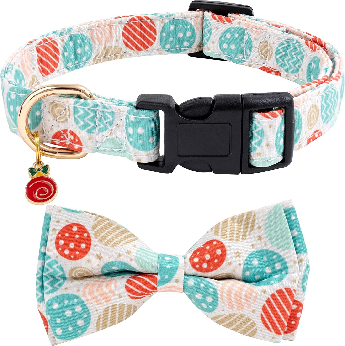 Cotton Christmas Dogs Collar with Bow Tie Red Green Dog Collars for Girl Female Boy Male Small Medium Large Dogs L Animals & Pet Supplies > Pet Supplies > Dog Supplies > Dog Apparel Faygarsle Balls Ornaments S 