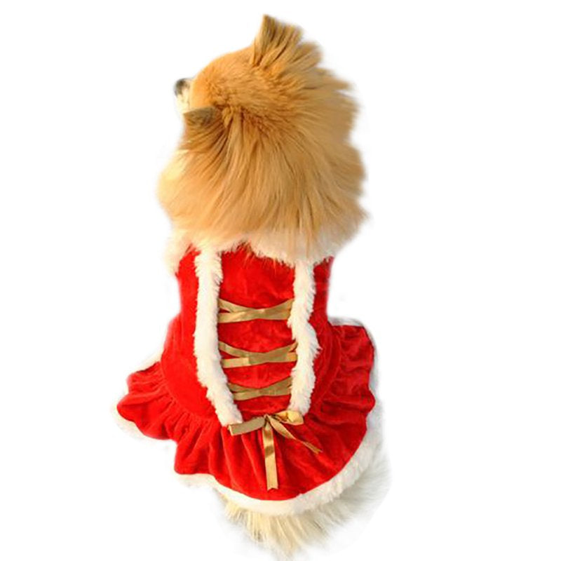 Puppy Pet Christmas Red Dress Winter Warm Xmas Dog Costume Apparel Animals & Pet Supplies > Pet Supplies > Dog Supplies > Dog Apparel Vicooda   