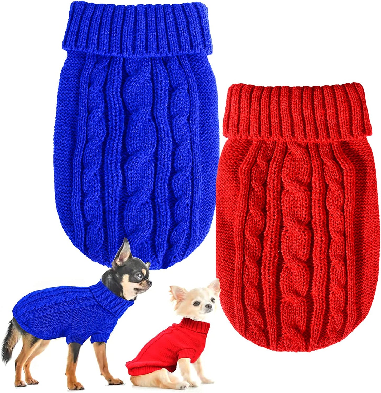 2 Pack Christams Dog Sweaters for Small Dogs, Warm Dog Winter Clothes for Small Dogs Girl, Pink Cute Pet Puppy Clothes, Chihuahua Sweater Teacup Dog Clothes (Small), Pink+Green Animals & Pet Supplies > Pet Supplies > Dog Supplies > Dog Apparel Generic Blue+Red Small 