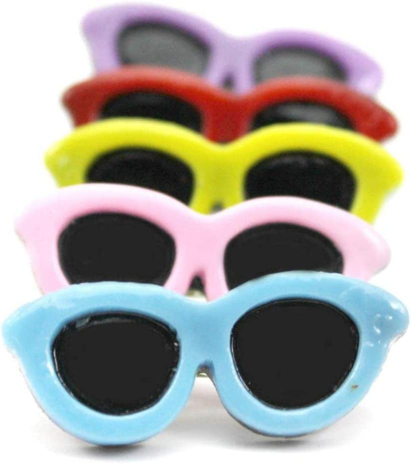 Eaarliyam Sunglasses Shaped Dog Hair Clip, 5 Pet Hair Accessories, Sunglasses Hair Clip, 3.8 * 1.5Cm(Red+Pink+Yellow+Purple+Sky Blue) Animals & Pet Supplies > Pet Supplies > Dog Supplies > Dog Apparel Eaarliyam   