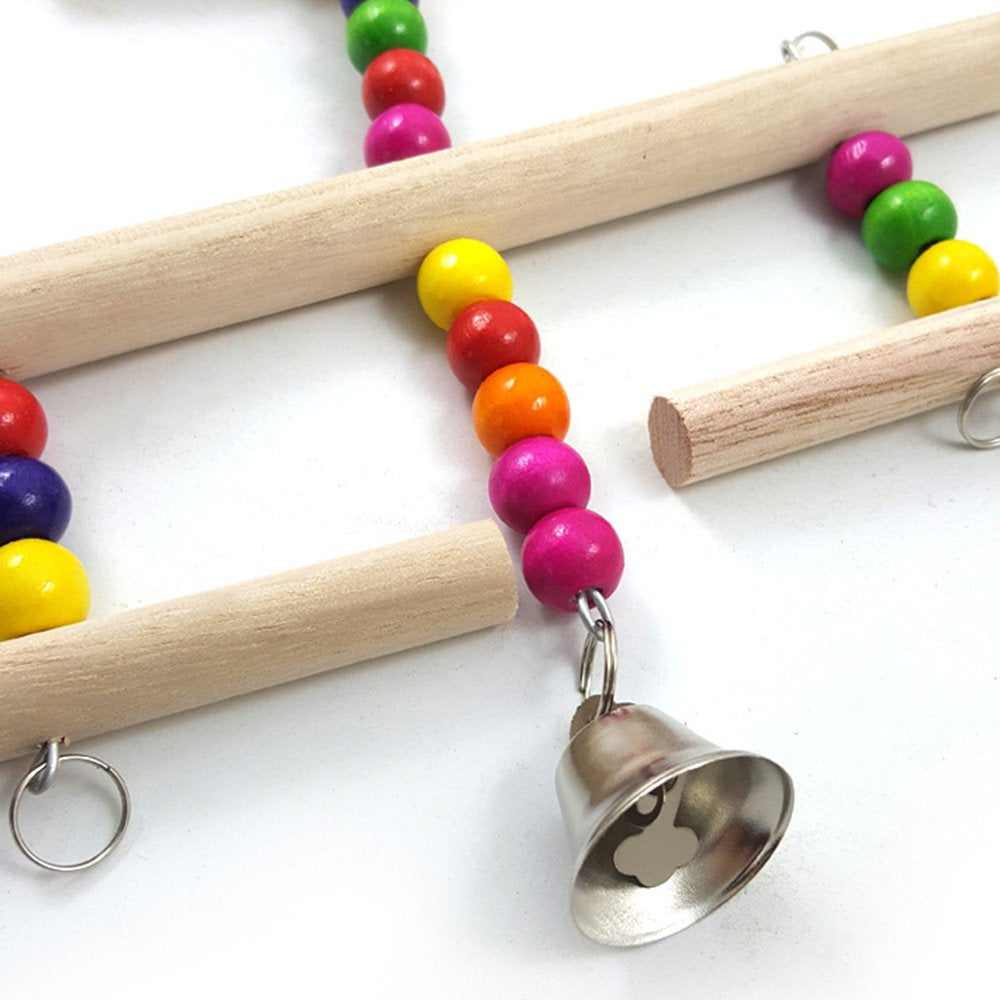 Bird Chew Toys Colorful Wood Beads Parrot Perch Ladder Toy for Small Birds Animals & Pet Supplies > Pet Supplies > Bird Supplies > Bird Ladders & Perches EXCIXING   