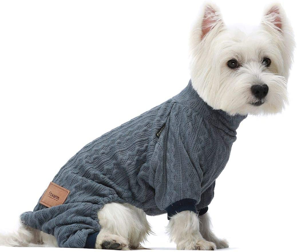 Fitwarm Turtleneck Knitted Dog Sweaters Winter Outfits Pet Coats Cat Clothes Blue Small Animals & Pet Supplies > Pet Supplies > Dog Supplies > Dog Apparel Fitwarm Blue Medium 