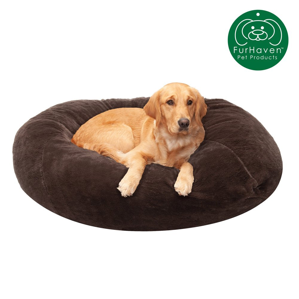 Furhaven Pet Products round Plush Ball Pet Bed for Dogs & Cats, Espresso, Extra Large Animals & Pet Supplies > Pet Supplies > Cat Supplies > Cat Beds FurHaven Pet XL Espresso 