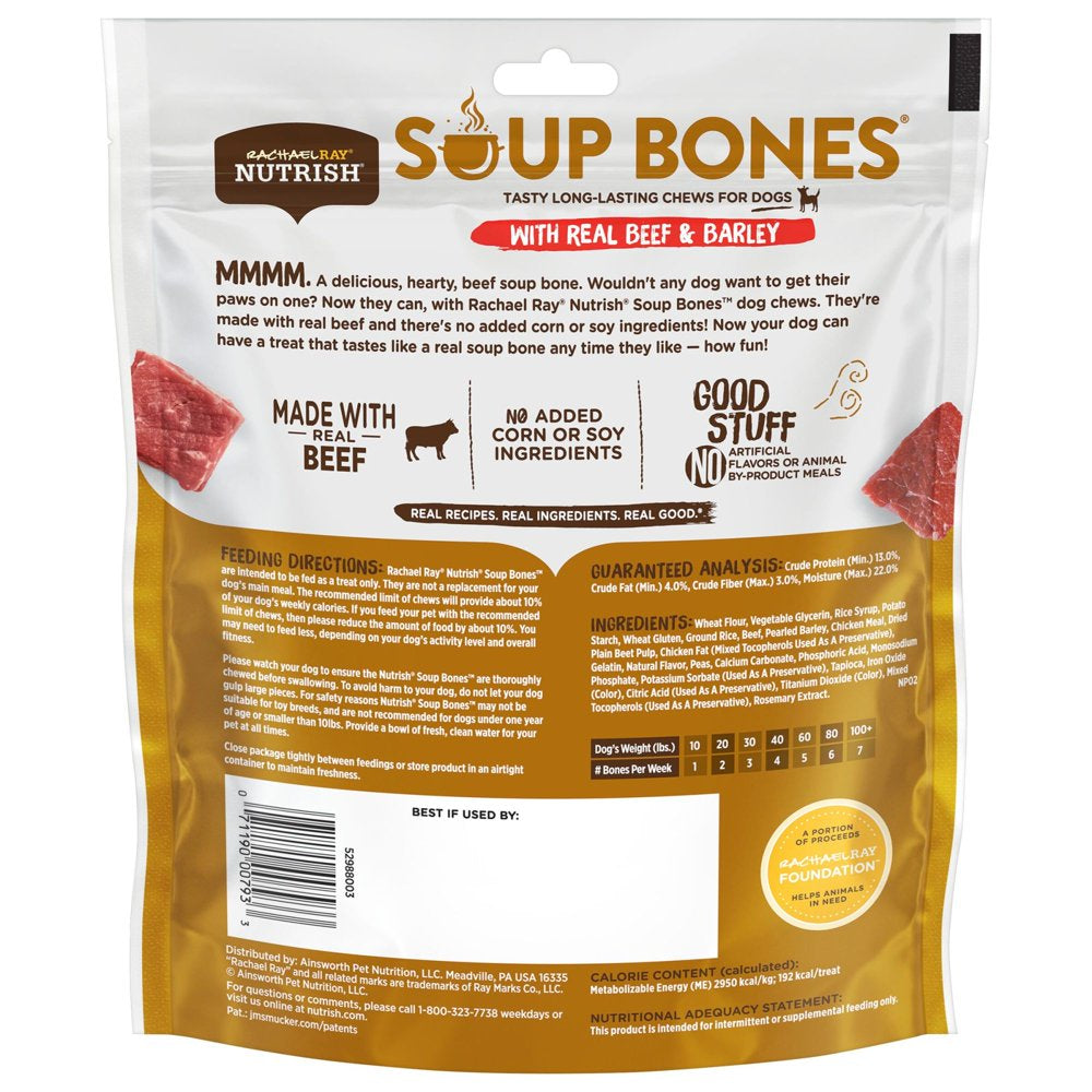 Rachael Ray Nutrish Soup Bones Dog Treats, Real Beef & Barley Flavor, 12.6Oz, 6 Bones