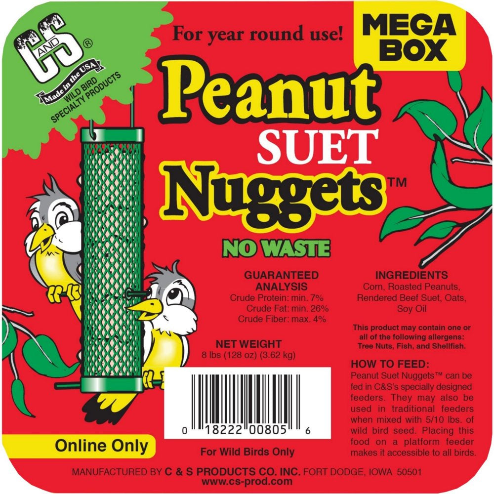 C&S Peanut No Melt Suet Dough Nuggets, 8 Lb., Wild Bird Food Animals & Pet Supplies > Pet Supplies > Bird Supplies > Bird Food Central Garden and Pet   