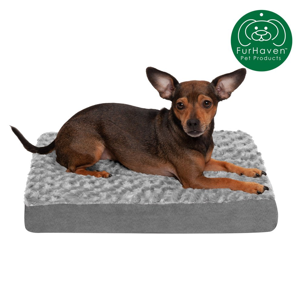 Furhaven Pet Products | Deluxe Memory Foam Ultra Plush Mattress Pet Bed for Dogs & Cats, Chocolate, Jumbo Animals & Pet Supplies > Pet Supplies > Cat Supplies > Cat Beds FurHaven Pet Memory Foam S Gray