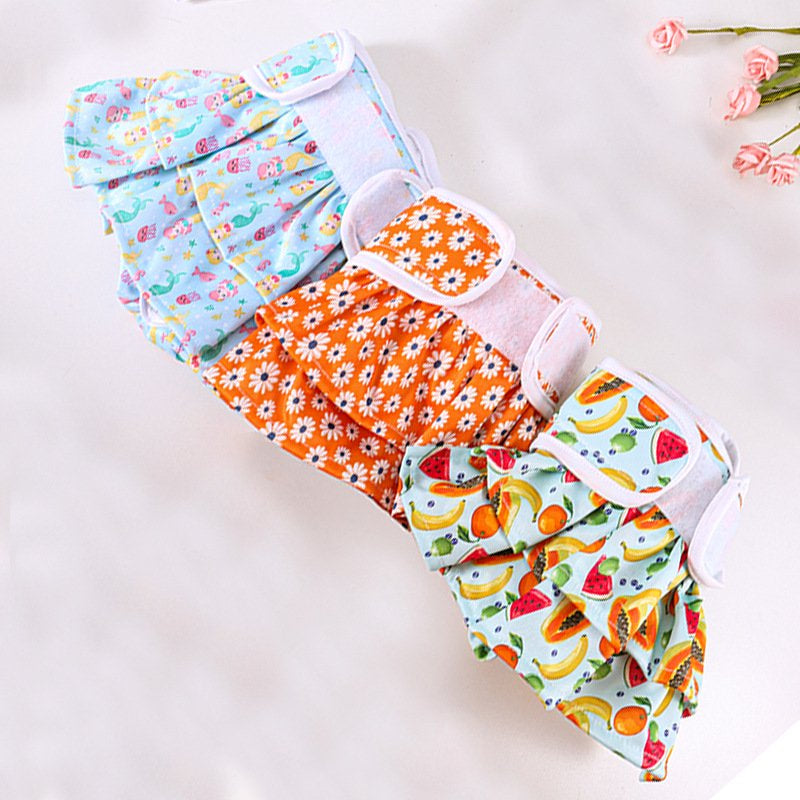 BT Bear 3 Pack Pet Pants, Reusable Female Dog Diaper, Washable Doggie Diaper Nappies for Female Dogs,Super Absorbent Sanitary Wraps Panties for Dogs Different Styles XS