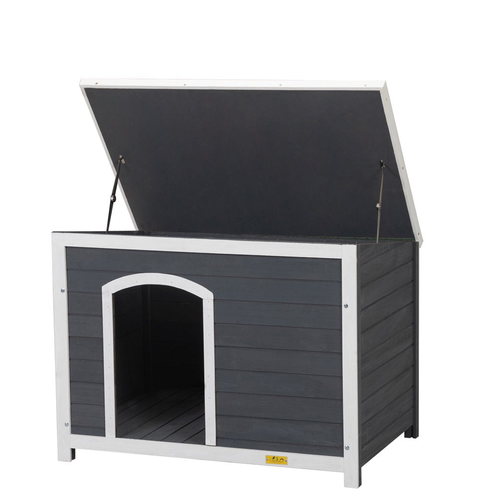 Coziwow Dog House Outdoor Flip-Top Wooden with Asphalt Roof, Gray Animals & Pet Supplies > Pet Supplies > Dog Supplies > Dog Houses Coziwow   