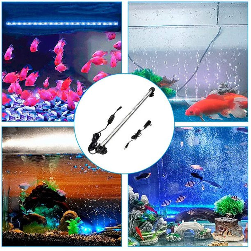 Coolmade Submersible LED Aquarium Light,Fish Tank Light with Timer Auto On/Off, White & Blue LED Light Bar Stick for Fish Tank, 3 Light Modes Dimmable 18.9Inch