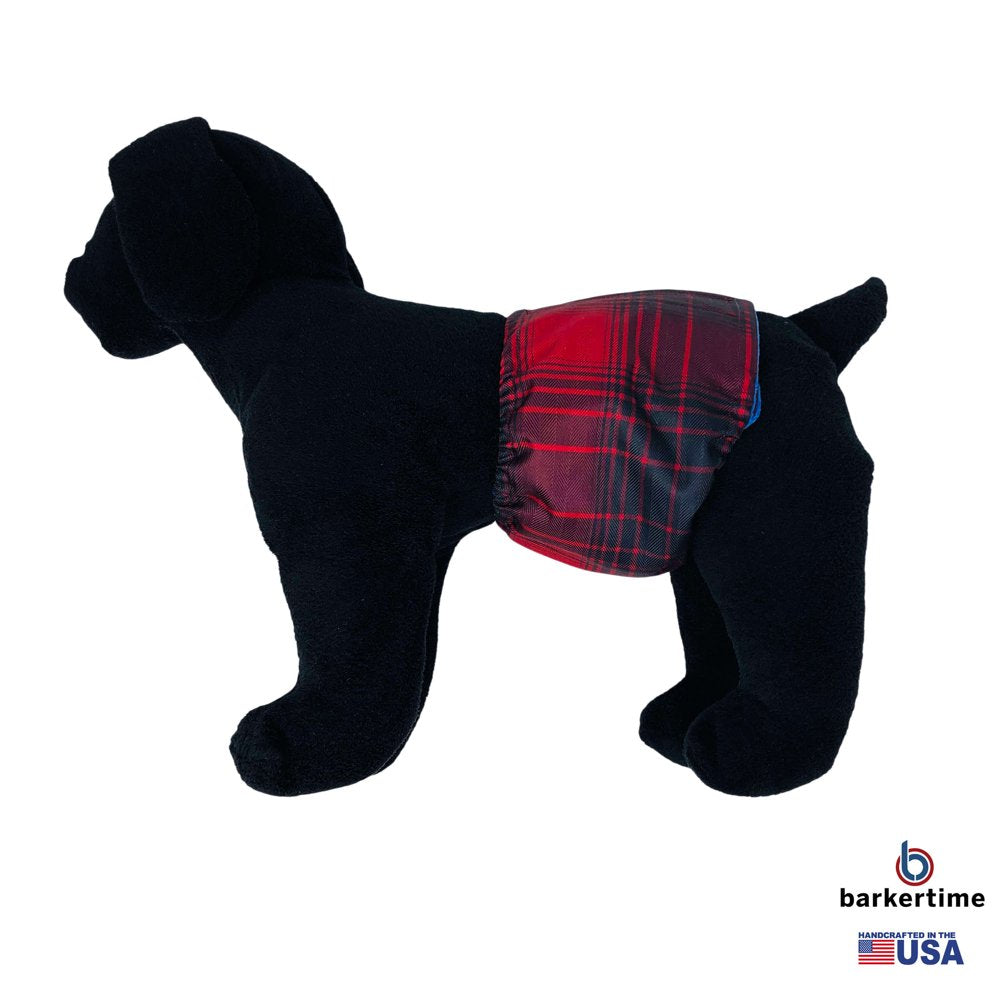 Barkertime Red Plaid Premium Waterproof Washable Dog Belly Band Male Wrap - Made in USA Animals & Pet Supplies > Pet Supplies > Dog Supplies > Dog Diaper Pads & Liners Barkertime   