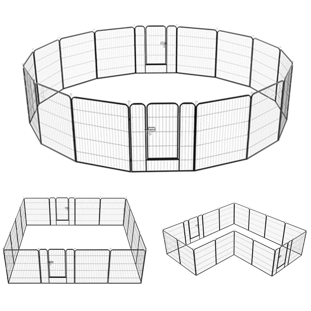 Smilemart 16 Panel Dog Pen Playpen Metal Pet Exercise Barrier for Indoor Outdoor, Black Animals & Pet Supplies > Pet Supplies > Dog Supplies > Dog Kennels & Runs SmileMart   