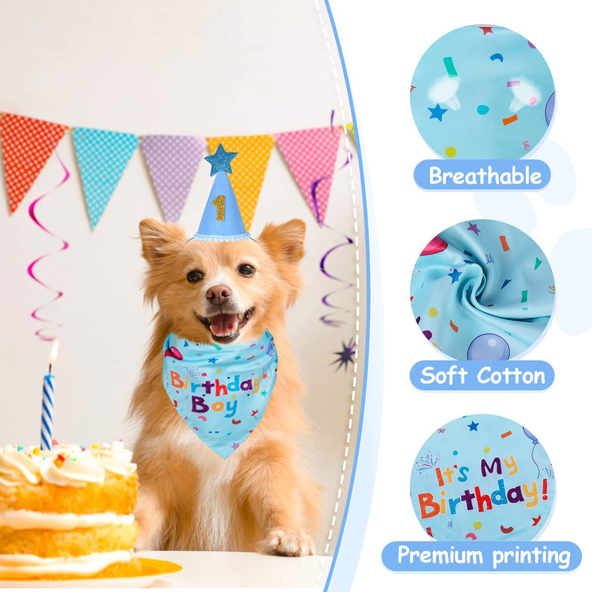 Yicostar Dog Birthday Party Supplies, Dog Birthday Bandana Scarf Dog Puppy Birthday Hat with Numbers for Small Medium Large Dogs Pet Animals & Pet Supplies > Pet Supplies > Dog Supplies > Dog Apparel Yicostar   