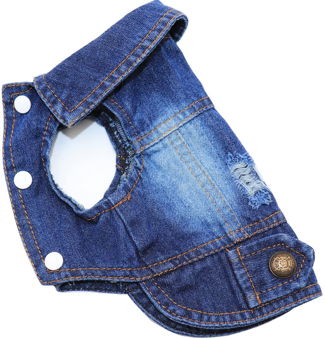 Rooroopet Pet Clothes,Dog Jeans Jacket,Cool Blue Denim Coat,Small Medium Dogs Cats, Lapel Vests Cats Classic Puppy Blue Vintage,Machine Washed Clothes Animals & Pet Supplies > Pet Supplies > Dog Supplies > Dog Apparel Rooroopet   