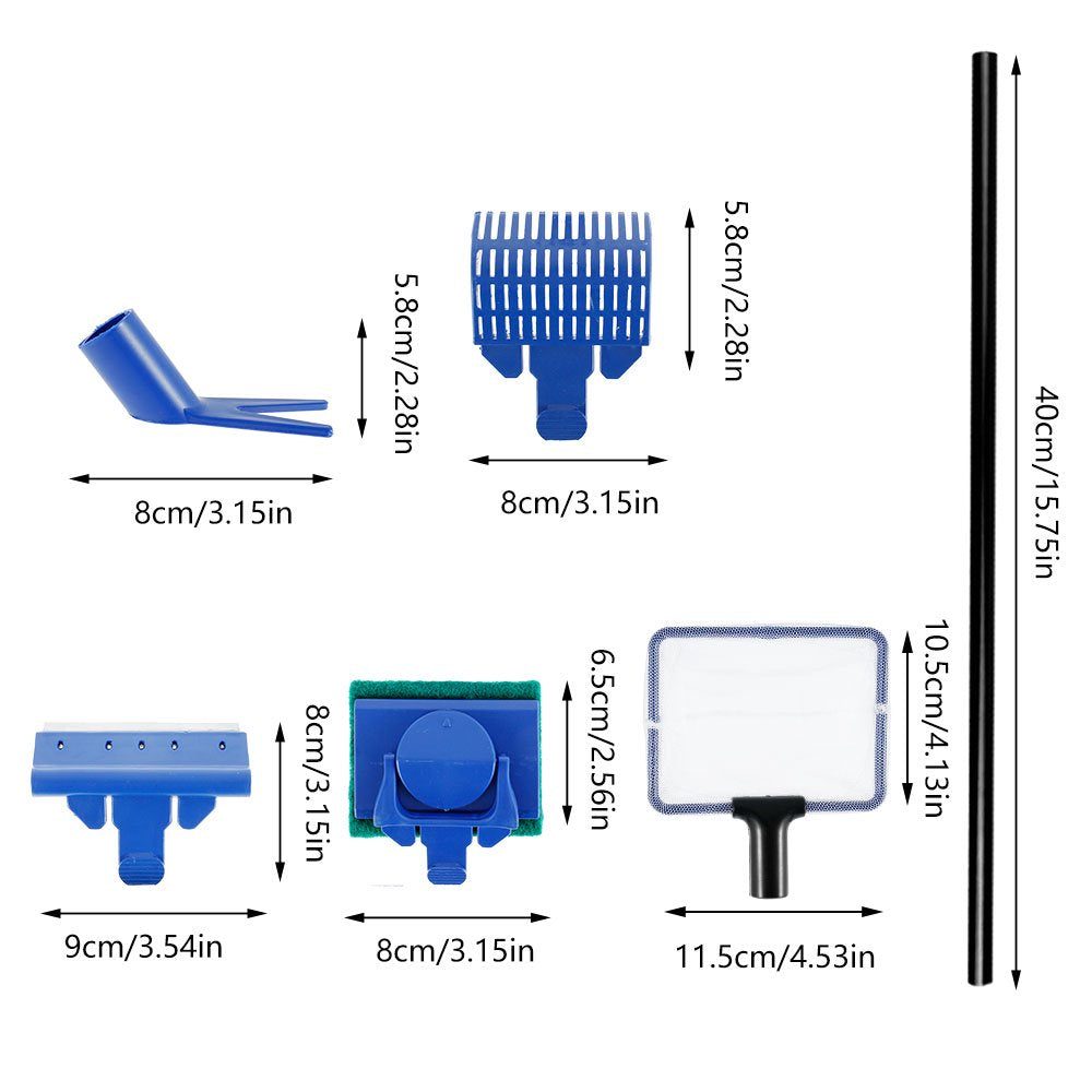 HOTBESE 5 in 1 Aquarium Cleaning Set Fish Tank Clean Set Aquarium Algae Scrubber Scraper Glass Cleaner Tool Kit Animals & Pet Supplies > Pet Supplies > Fish Supplies > Aquarium Cleaning Supplies HOTBEST   