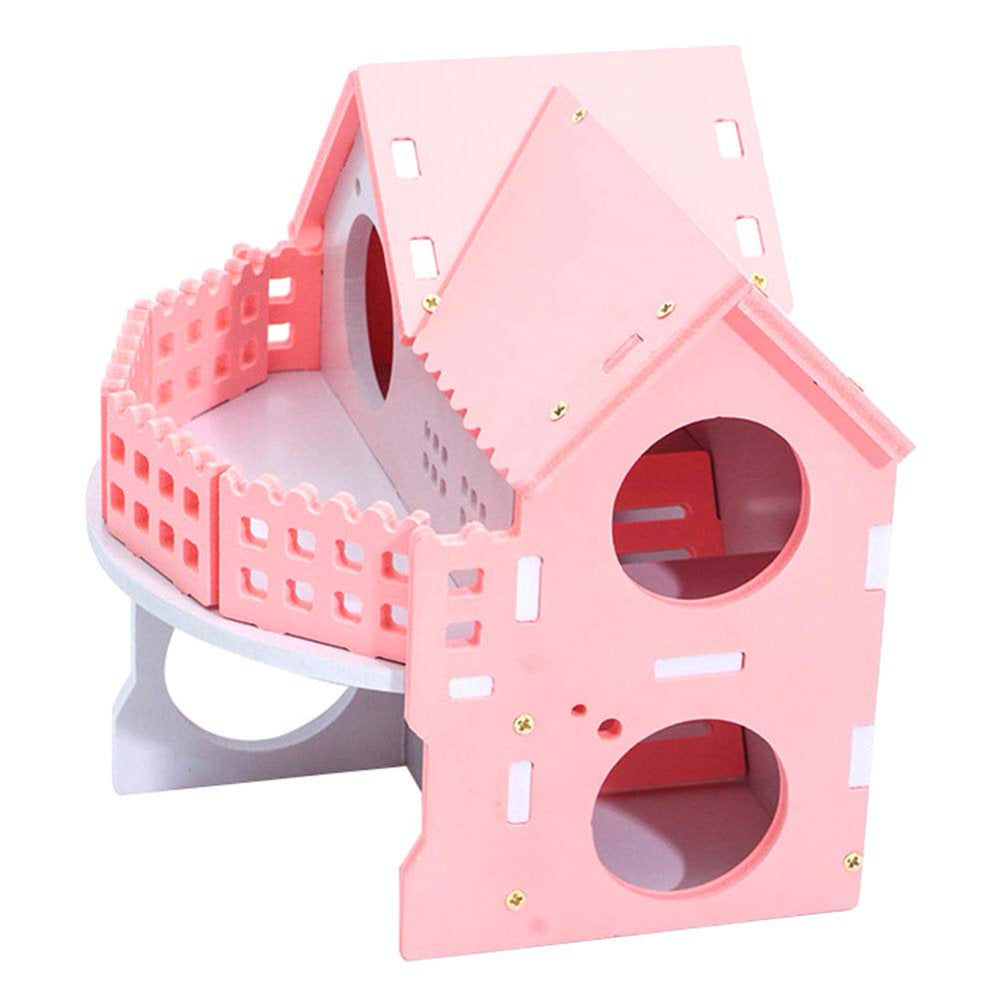 Cheers.Us Small Animal Hideout Wooden Hamster House Assemble Double-Deck Hut Villa Ecological Cage Habitat Decor Accessories, Play Toys for Dwarf, Hedgehog, Syrian Hamster, Gerbils Mice Animals & Pet Supplies > Pet Supplies > Small Animal Supplies > Small Animal Habitats & Cages Cheers.US   