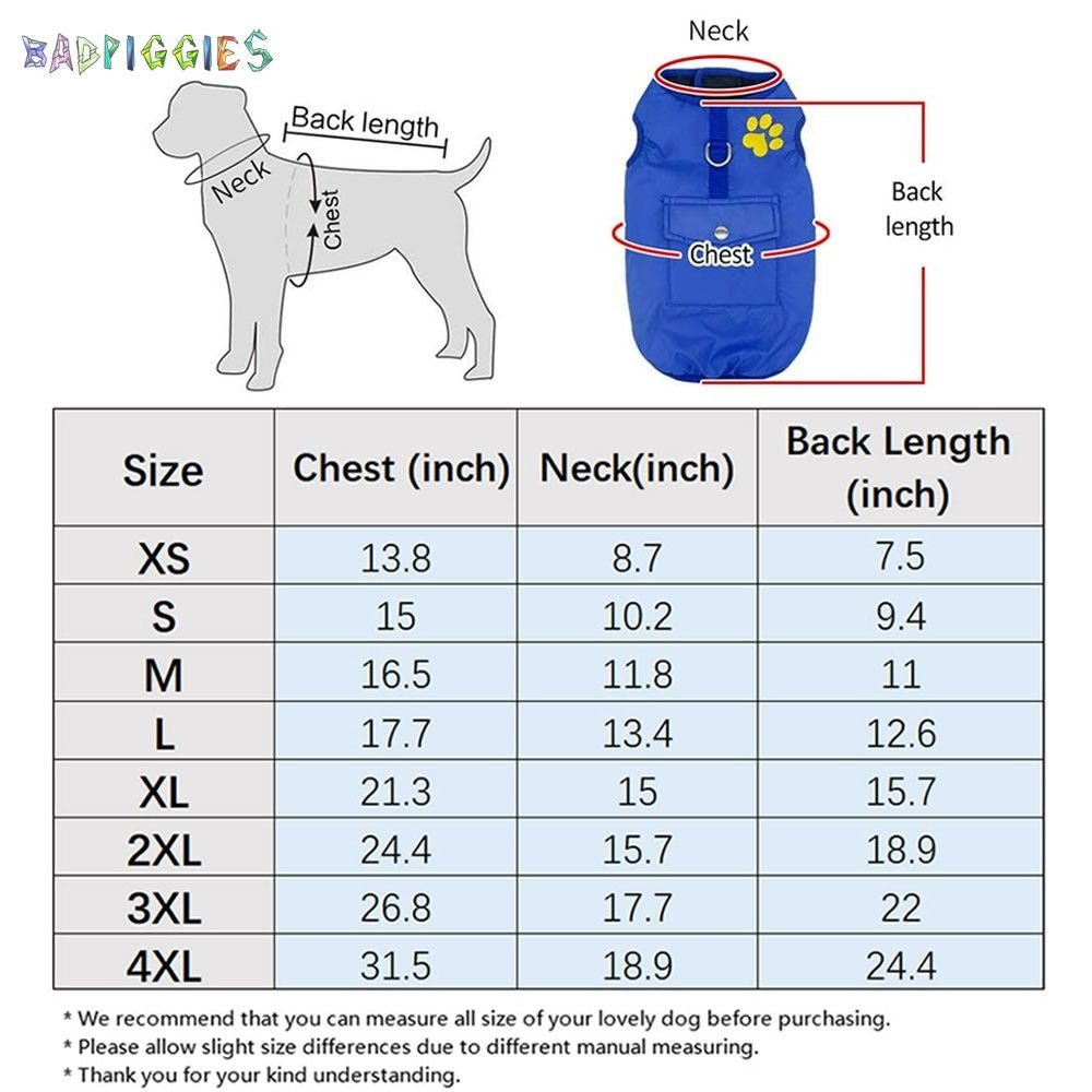 Badpiggies Double Sides Dog Vest Coat Winter Waterproof Pet Jacket for Small Medium Large Dogs (S, Blue) Animals & Pet Supplies > Pet Supplies > Dog Supplies > Dog Apparel BadPiggies   