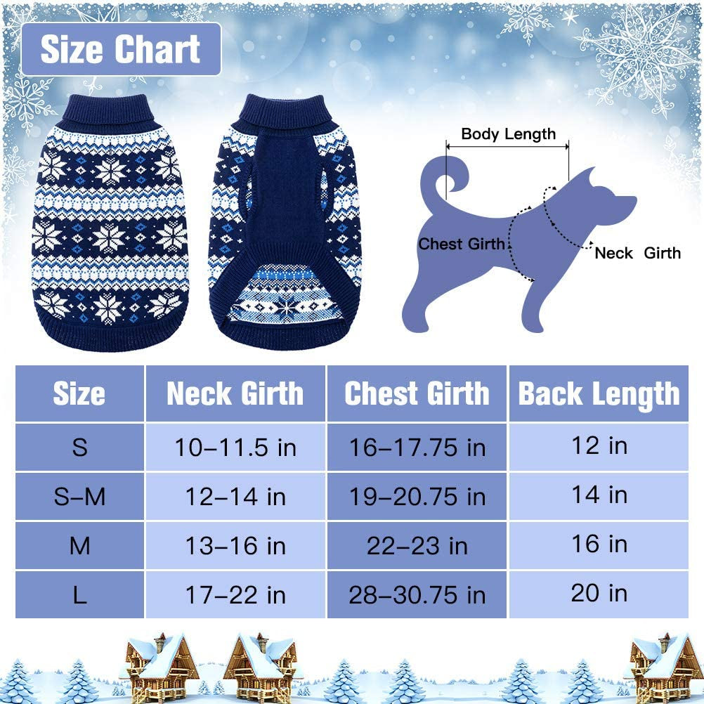 Cable Knit Dog Sweater Turtleneck, Warm & Comfortable Dog Cold Weather Clothes with Snowflake Pattern, Classic Knitwear Dog Winter Coat Outfits for Small Medium Large Dogs Animals & Pet Supplies > Pet Supplies > Dog Supplies > Dog Apparel KOOLTAIL   