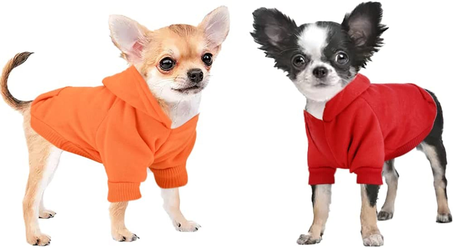 Chihuahua Sweaters for Dogs Puppy Hoodie with Pocket Tiny Dog Clothes Winter Fleece Warm Pet Doggie Sweatshirt for Small Girls Boys Yorkie Extra Small Dog Clothes XXS XS S, 2 Pieces (Xx-Small) Animals & Pet Supplies > Pet Supplies > Dog Supplies > Dog Apparel Sebaoyu orange,red X-Small 