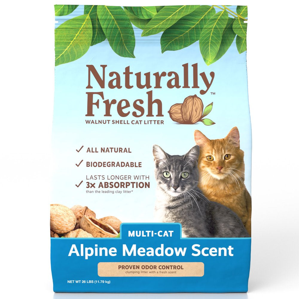 Naturally Fresh Walnut-Based Alpine Meadow® Scent Multi-Cat Quick-Clumping Cat Litter 26 Lb. Bag Animals & Pet Supplies > Pet Supplies > Cat Supplies > Cat Litter Eco-Shell, LP 26 lbs  