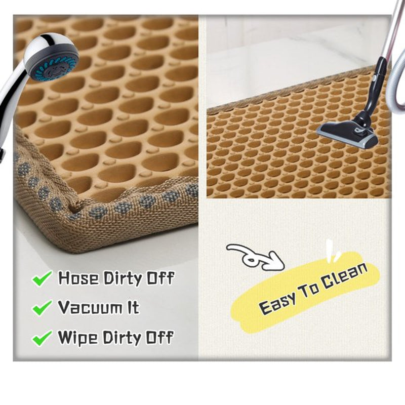 Goorabbit Durable Honeycomb Cat Litter Box Mat, Water Resistant, Traps Litter from Box, Helps to Waste Less Litter on Floors, Scatter Control, Double Layered, Soft on Cat Paws, Easy Clean Animals & Pet Supplies > Pet Supplies > Cat Supplies > Cat Litter Box Mats Goorabbit   