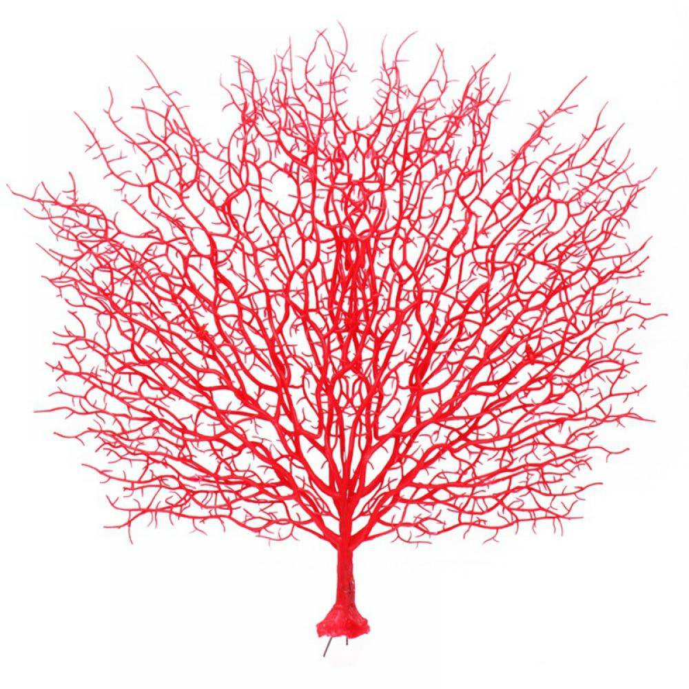 Aquarium Sea Coral Ornament Plastic Artificial Red Sea Fan Coral Fish Tank Decoration Underwater Sea Plant Layout Landscape for Home Decor Animals & Pet Supplies > Pet Supplies > Fish Supplies > Aquarium Decor Groomer Red  