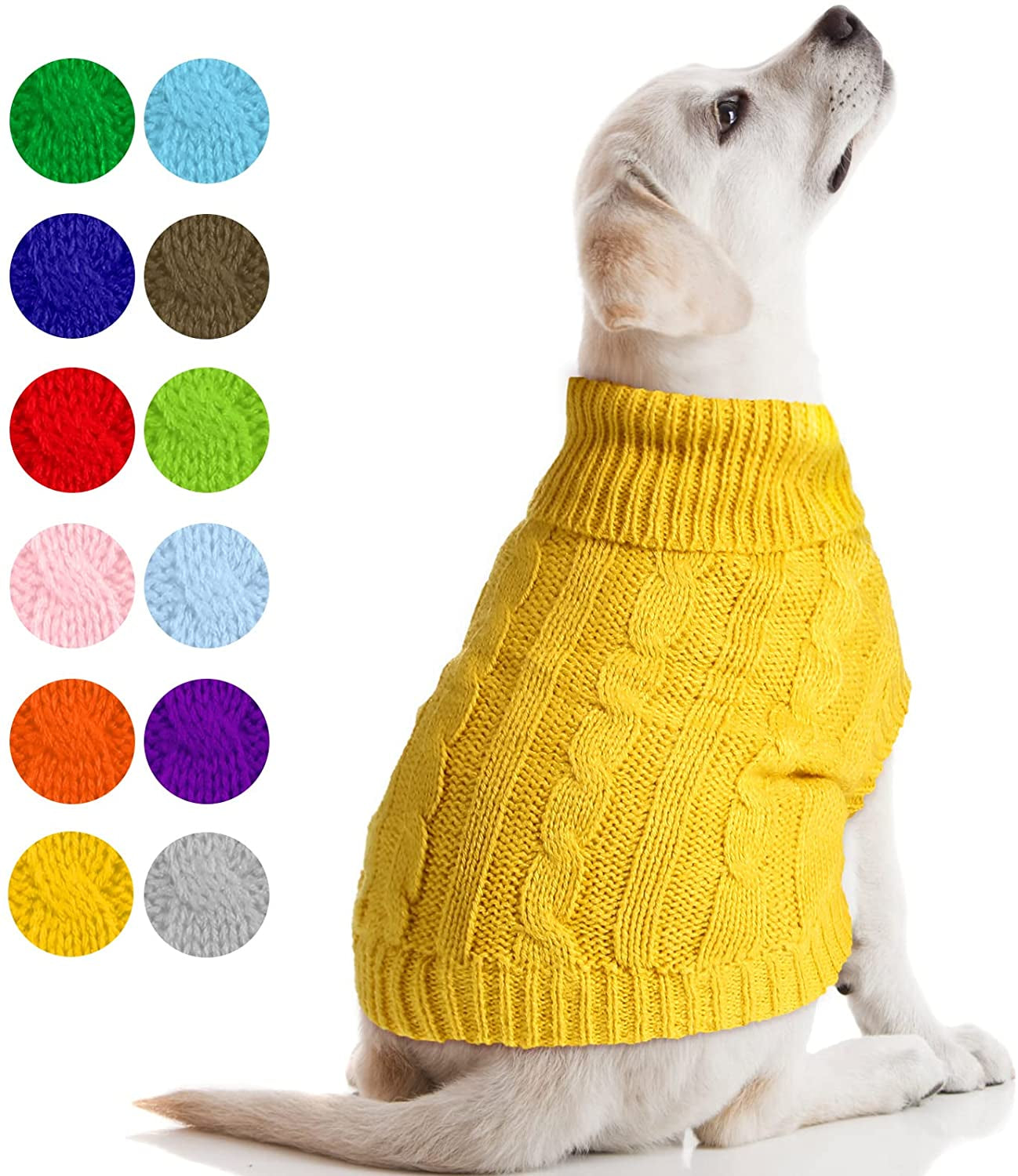 12 Pcs Bulk Small Dog Sweater Puppy Sweaters Turtleneck Cable Knit Dog Sweater Warm Knitted Pet Sweater Cold Weather Pet Clothes Apparel for Dogs Cats Small Medium Large Girl Boy (Medium) Animals & Pet Supplies > Pet Supplies > Dog Supplies > Dog Apparel Reginary Medium  