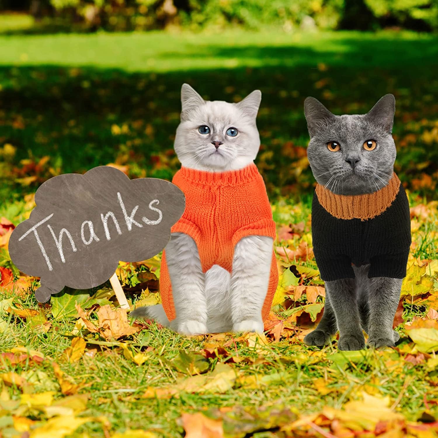 HUMLANJ 2 Packs Knitted Cat Sweater Thanksgiving Turtleneck Turkey Sweater Pet Cat Sweaters for Cats Warm Pullover Small Dog Puppy Knitwear Animals & Pet Supplies > Pet Supplies > Dog Supplies > Dog Apparel HUMLANJ   