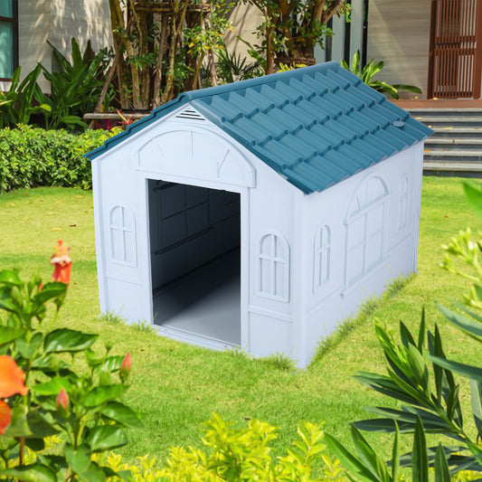 Plastic Dog House Weather Resistant Dog Kennel Puppy Shelter Indoor Outdoor Doghouse Animals & Pet Supplies > Pet Supplies > Dog Supplies > Dog Houses FANWOSEN   