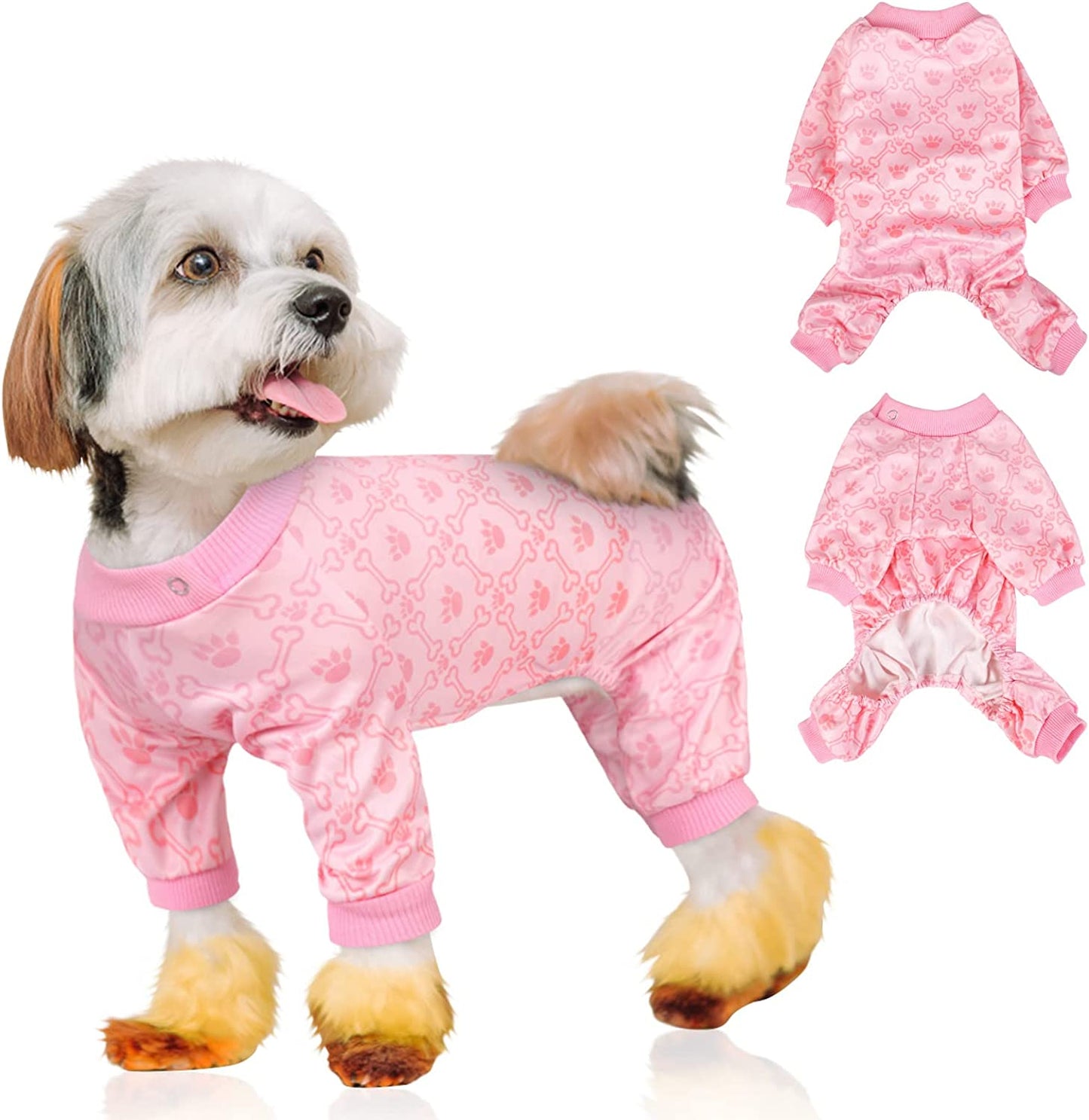 KOESON Soft Dog Pajamas, Breathable Dog Onesie Cute Puppy Jumpsuits for Hair Shedding Cover, Lightweight Doggie Pjs Shirt Warm Pet Jammies Clothes for Dogs & Cats, Fashion & Comfy Animals & Pet Supplies > Pet Supplies > Dog Supplies > Dog Apparel KOESON Pink X-Small 