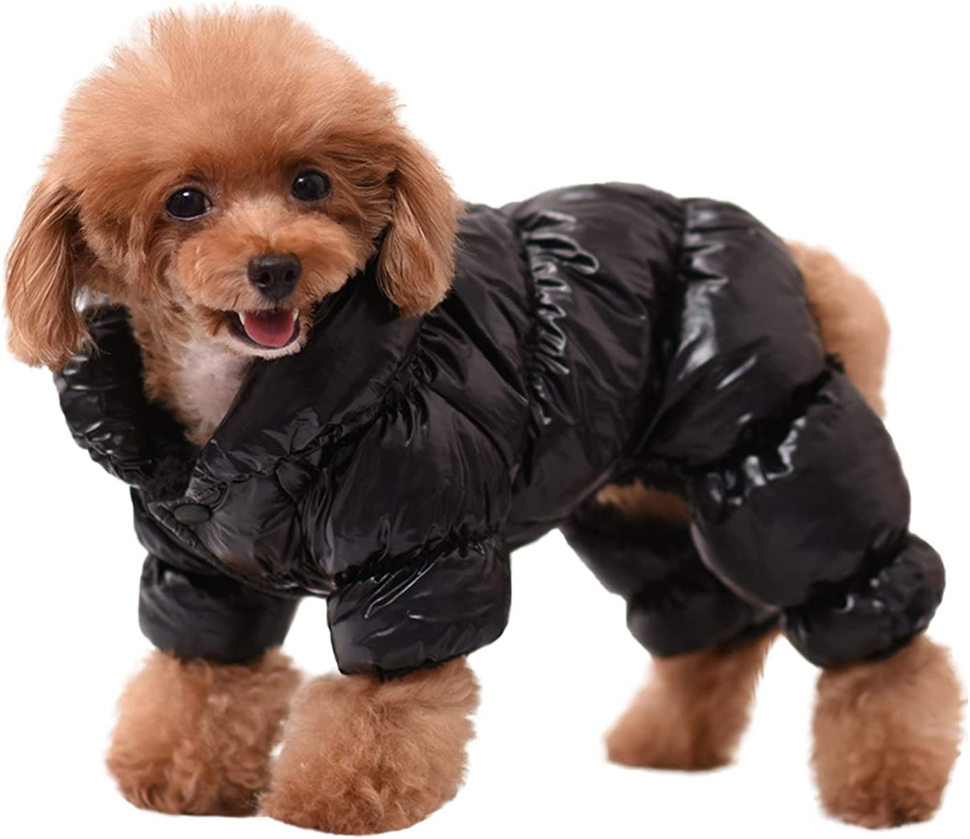 AOFITEE Dog Coat, Waterproof Dog Jacket for Winter, Fullbody Dog Coats Snowsuit, Windproof Puppy down Jacket Puffer Coat, Fleece Winter Vest for Dogs, Cold Weather Dog Coats for Small Dogs, Pink, L Animals & Pet Supplies > Pet Supplies > Dog Supplies > Dog Apparel AOFITEE Black Chest: 17.7", Back Length: 14.2" 