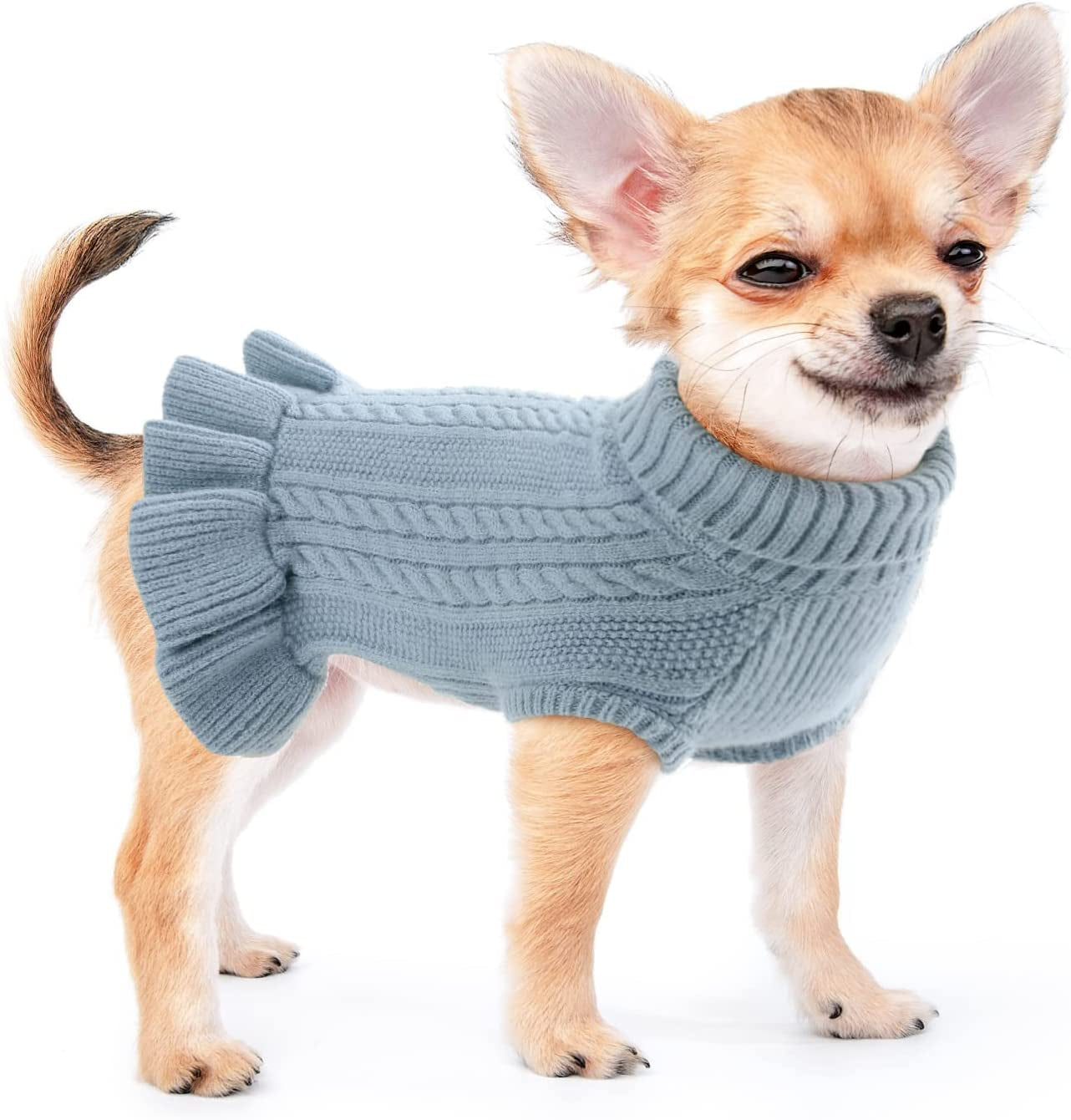 ALAGIRLS Winter Small Dog Christmas Sweater Cat Clothes,Cute Puppies Girls Turtleneck Pullover Dress,Teacup Dog Chiwawa Thick Pet Apparel,Hazeblue S Animals & Pet Supplies > Pet Supplies > Dog Supplies > Dog Apparel ALA HazeBlue Medium 