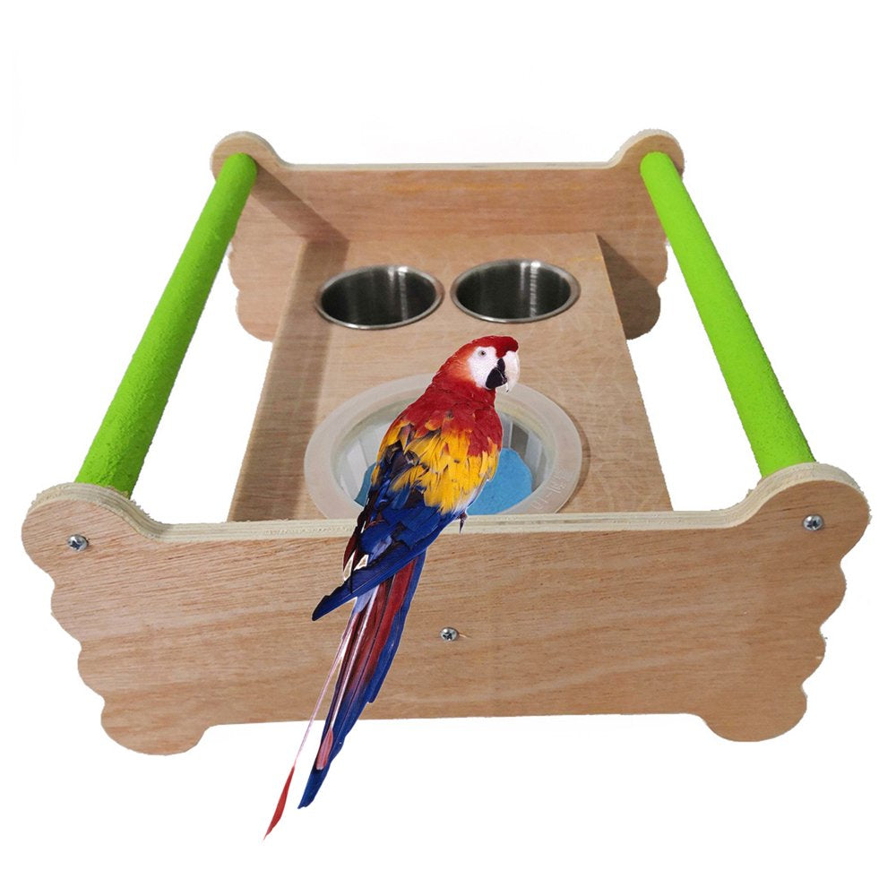 Parrot Training Stand Bird Perch Playstand Cockatiel Playground Wood Gym Toys Feeding Cups Exercise and for Play for Bir Animals & Pet Supplies > Pet Supplies > Bird Supplies > Bird Gyms & Playstands YAHODAY   