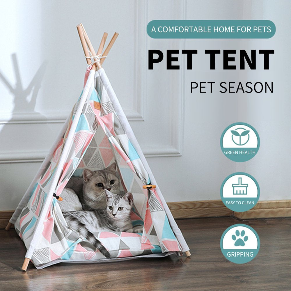 Leaveforme Pet Tent Folding Removable Patchwork House Cat Dog Kennel Sleeping Mat Supply Indoor Animals & Pet Supplies > Pet Supplies > Dog Supplies > Dog Houses leaveforme   