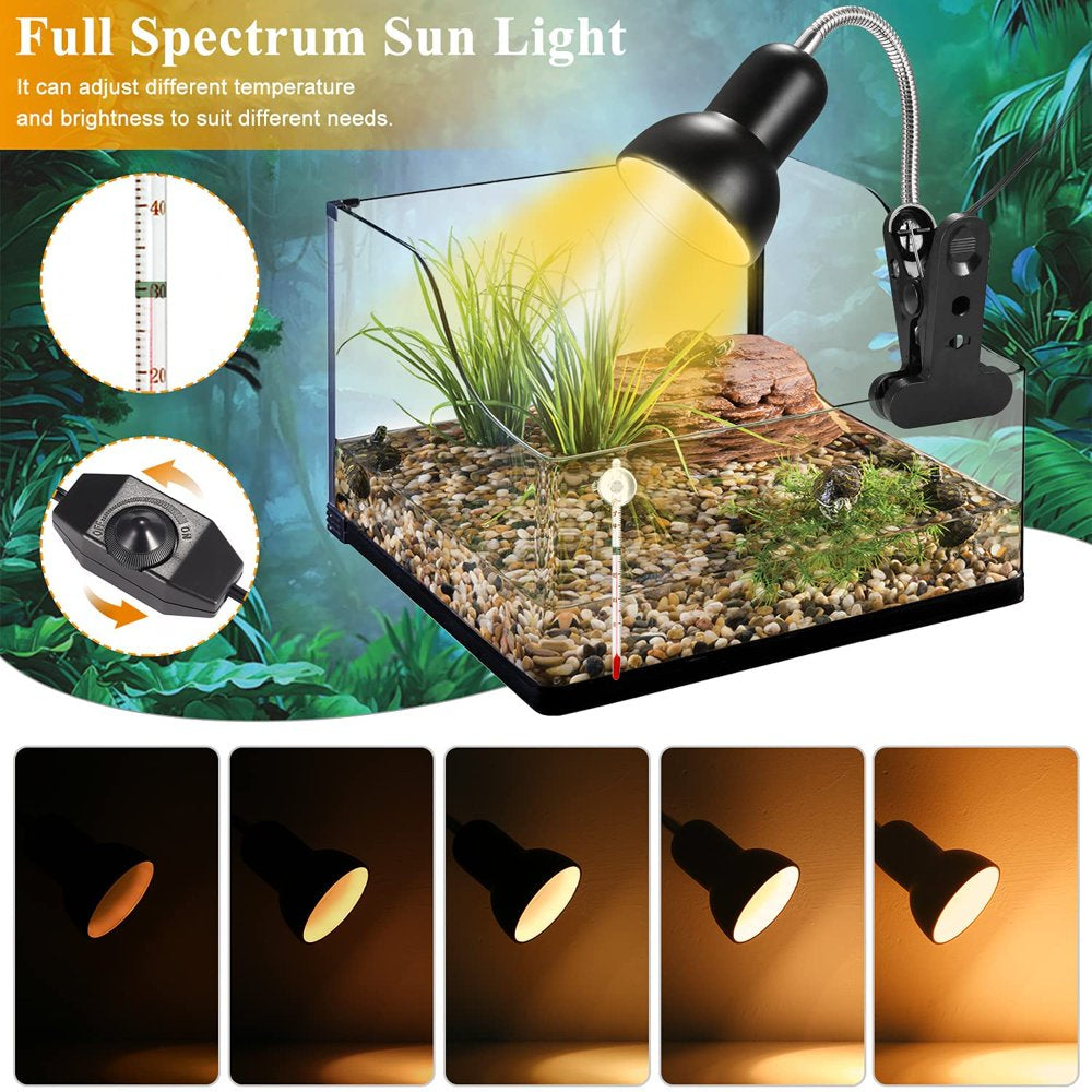 Simple Deluxe Reptile Heat Lamp 25W/50W UVA UVB Full Spectrum Adjustable Basking Spot Light with Dimmable Switch and Heavy-Duty Clamp, for Turtle Tank Reptile Amphibians Pets  Simple Deluxe   