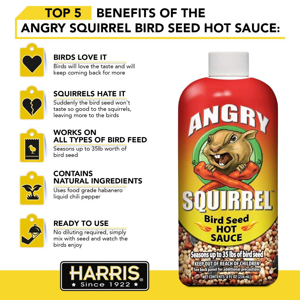 Angry Squirrel Bird Seed Hot Sauce 8 Oz. Animals & Pet Supplies > Pet Supplies > Bird Supplies > Bird Food PF Harris Mfg. Co. LLC   