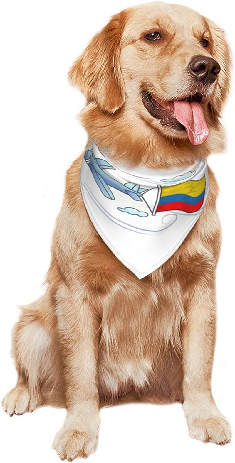 Airplane with Flag Colombia Pet Dog and Cat Decorative Triangle Scarf,Dog Bandana,Breathable and Stain Resistant. Animals & Pet Supplies > Pet Supplies > Dog Supplies > Dog Apparel ZALTAS   