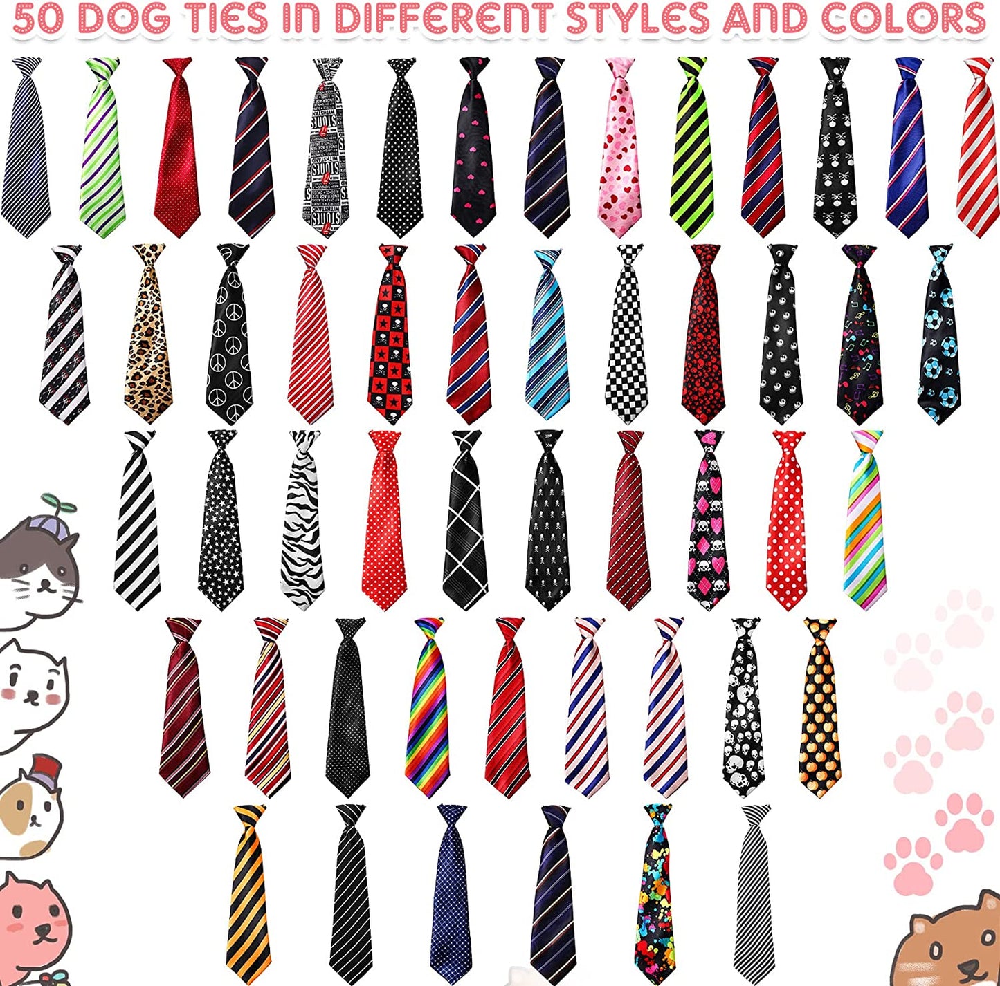 50 Pcs Dog Neck Ties Bulk, Dog Ties, Dog Neckties for Medium Large Dog, Pet Bow Ties Collar Dog Grooming Accessories for Girl Boy Dogs Valentines Holiday Birthday Wedding Costumes Animals & Pet Supplies > Pet Supplies > Dog Supplies > Dog Apparel Reginary   