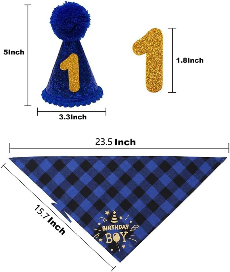 Dog Birthday Party Set, Dog Birthday Bandana Triangle Scarf with Cute Dog Birthday Number Hat Dog Birthday Banner for Dog Birthday Party Supplies (Blue-Hat&Bscarf&Number) Animals & Pet Supplies > Pet Supplies > Dog Supplies > Dog Apparel IVYRISE   