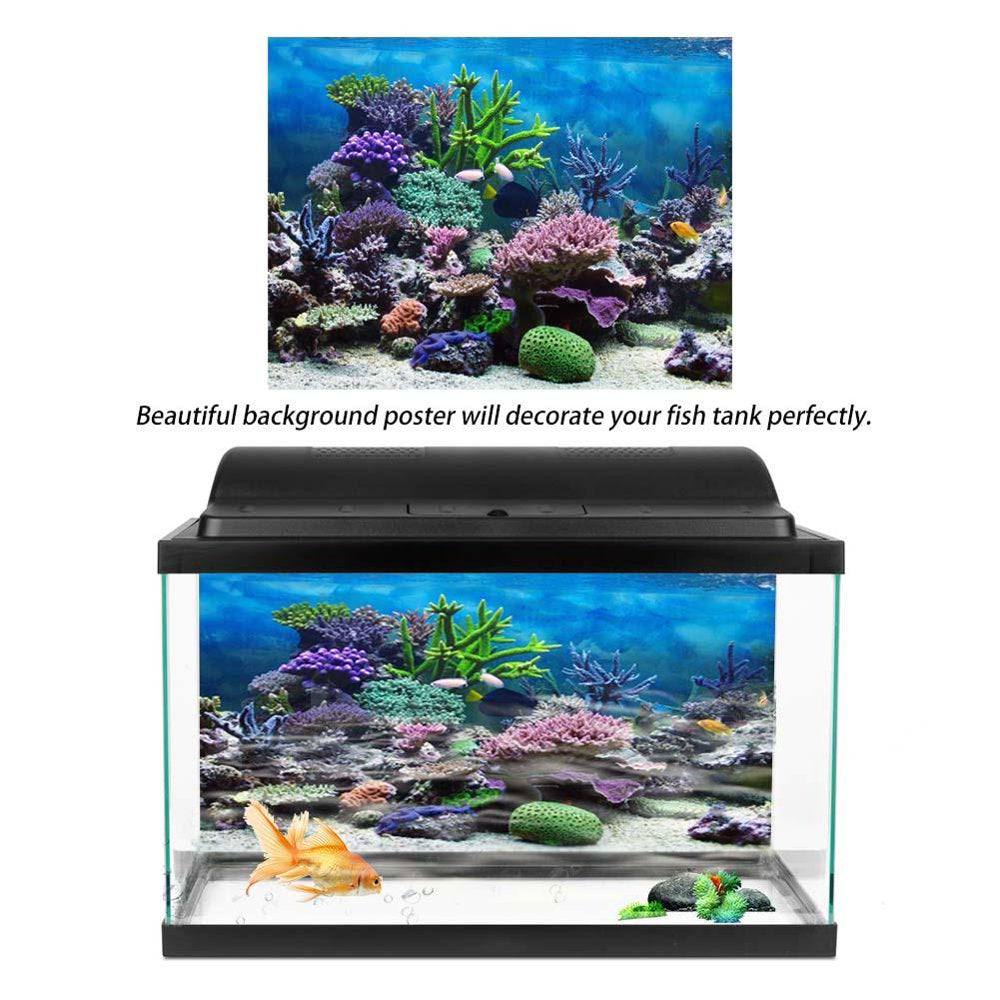Tebru PVC Adhesive Underwater Coral Aquarium Fish Tank Background Poster Backdrop Decoration Paper, Fish Tank Decor Paper, Fish Tank Background Paper