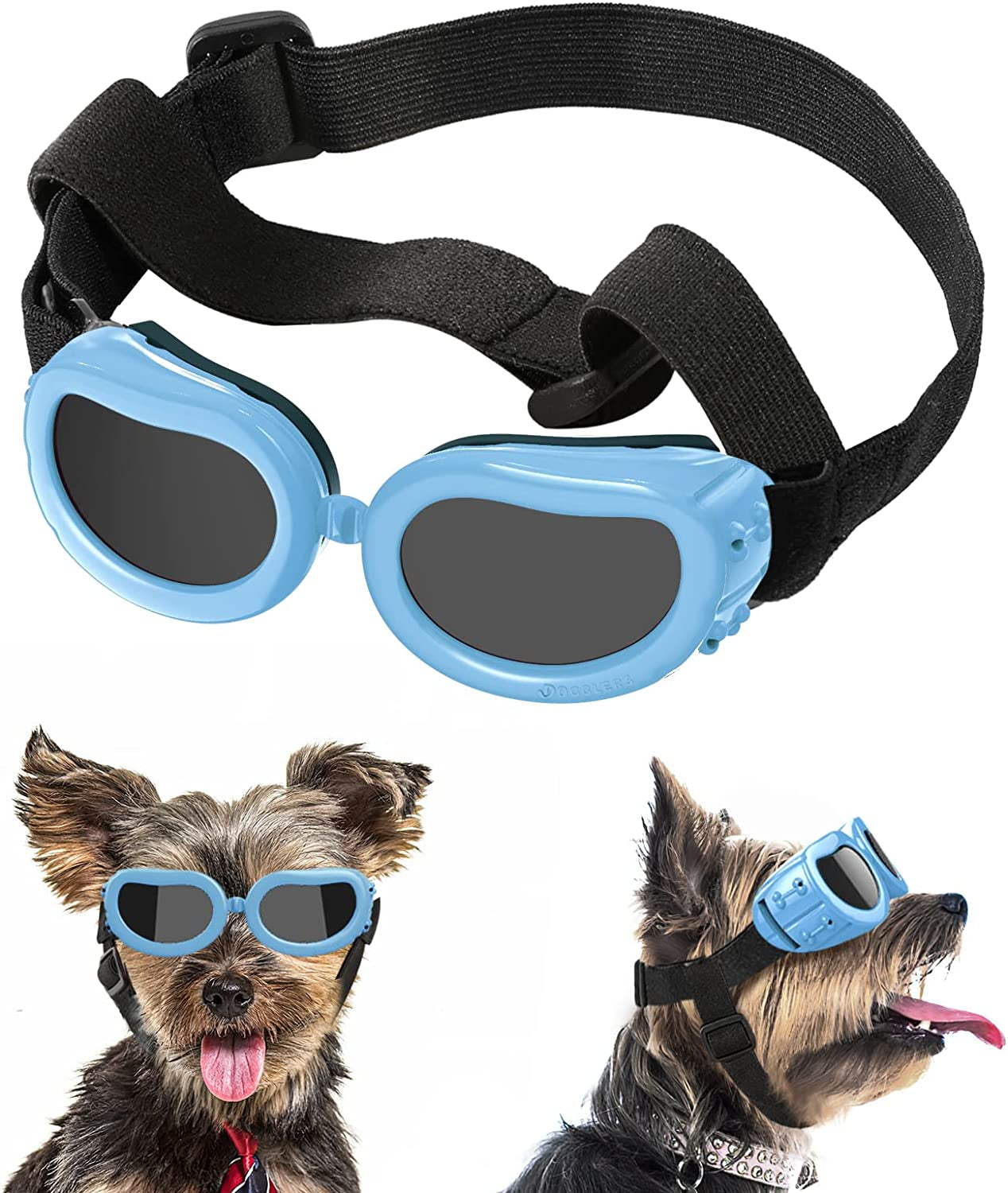 Lewondr Dog Sunglasses Small Breed Dogs Goggles UV Protection,Goggles for Small Dogs Eye Wear Protection with Adjustable Strap Windproof Anti-Fog Sunglasses for Small Dogs Doggy Doggie Glasses,Black Animals & Pet Supplies > Pet Supplies > Dog Supplies > Dog Apparel Lewondr Macaron Blue  