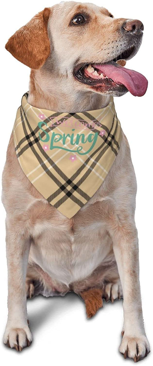 Handwritten Colorful Welcome Spring Pet Dog and Cat Decorative Triangle Scarf,Dog Bandana,Breathable and Stain Resistant. Animals & Pet Supplies > Pet Supplies > Dog Supplies > Dog Apparel ZALTAS   