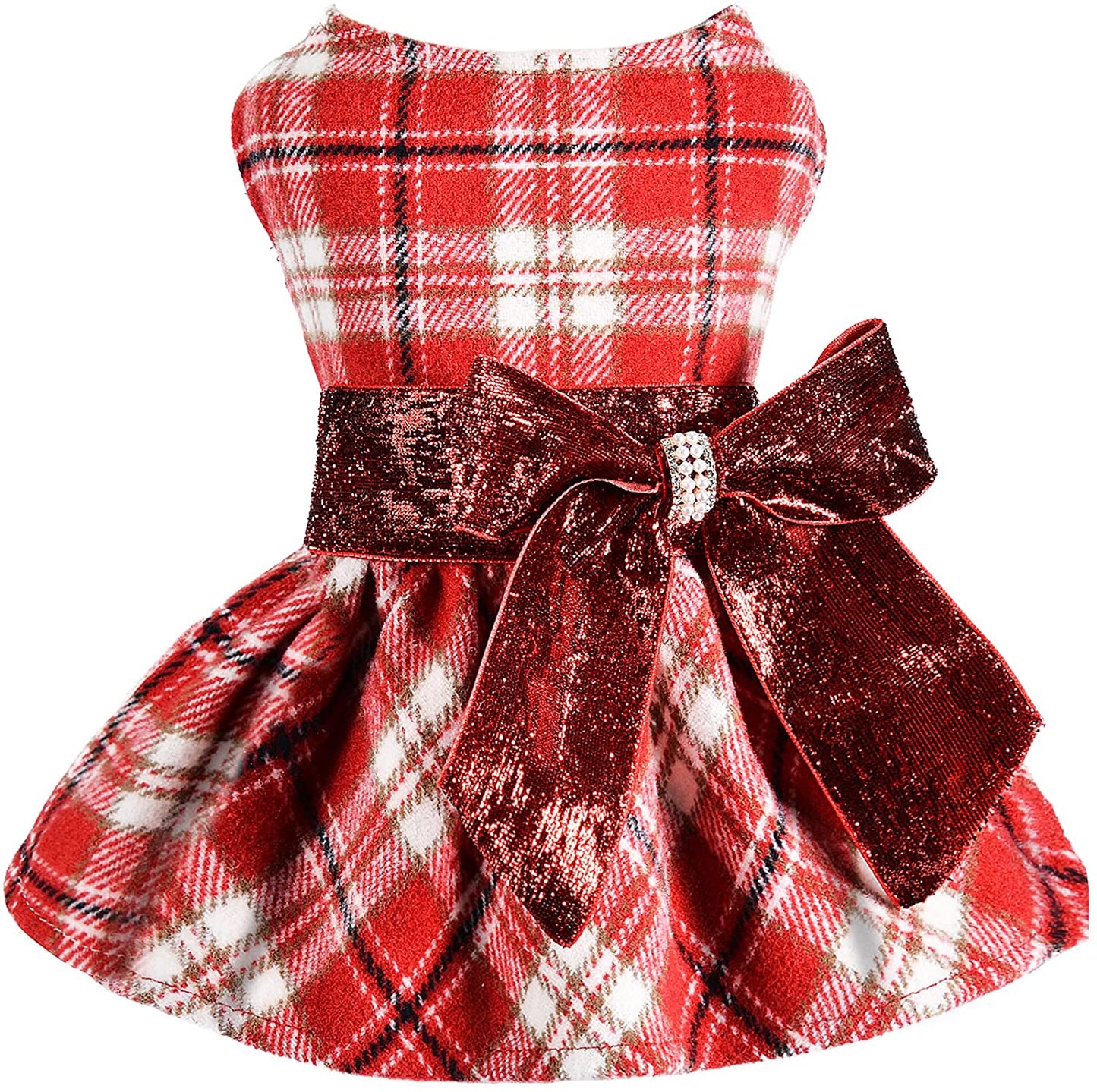 Winter Dog Dress, Fleece Dog Sweater for Small Dogs, Cute Warm Pink Plaid Puppy Dresses Clothes for Chihuahua Yorkie, Soft Pet Doggie Clothing Flanne Lining Cat Apparel (Pink, X-Small) Animals & Pet Supplies > Pet Supplies > Dog Supplies > Dog Apparel Sebaoyu Red Plaid Small 