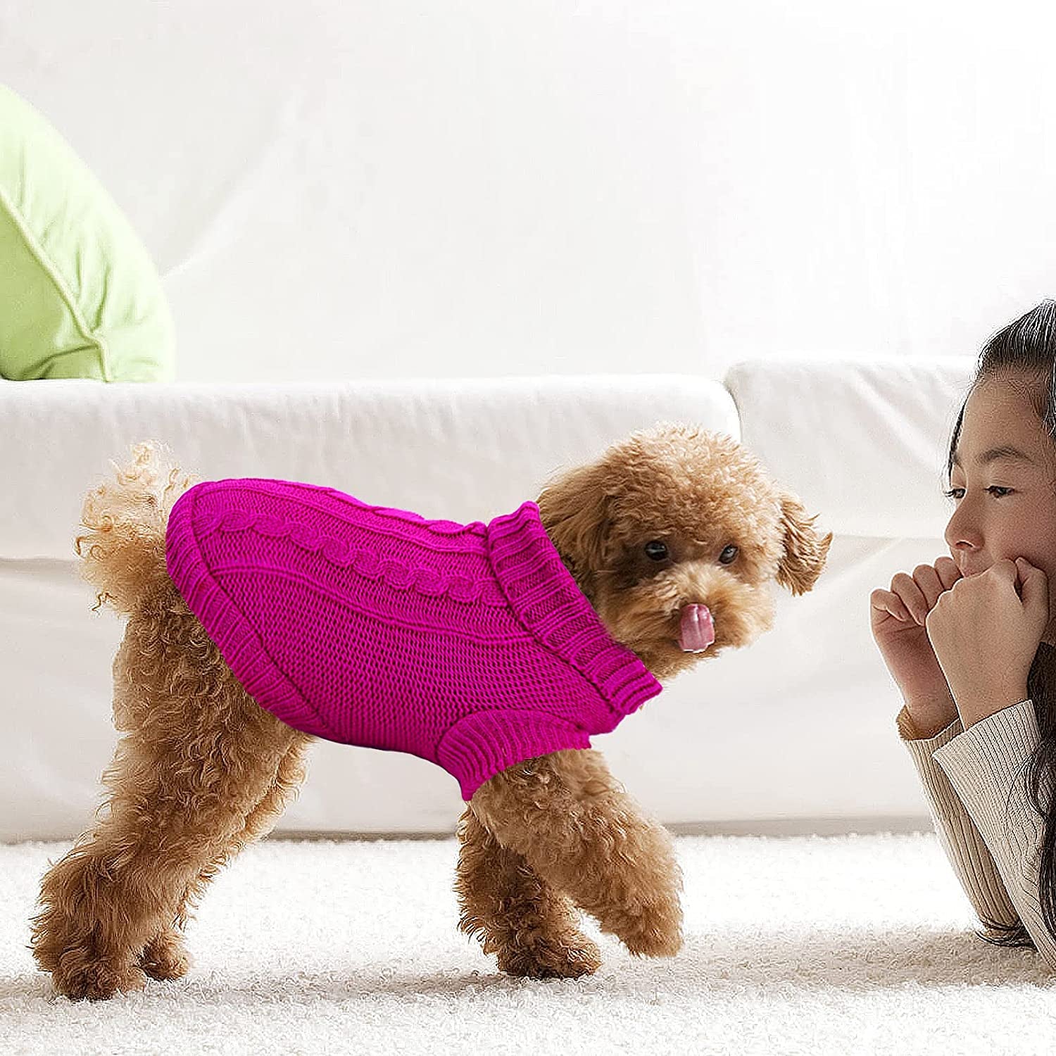 Cobee Dog Sweaters for Small Dogs, Classic Solid Color Knitwear