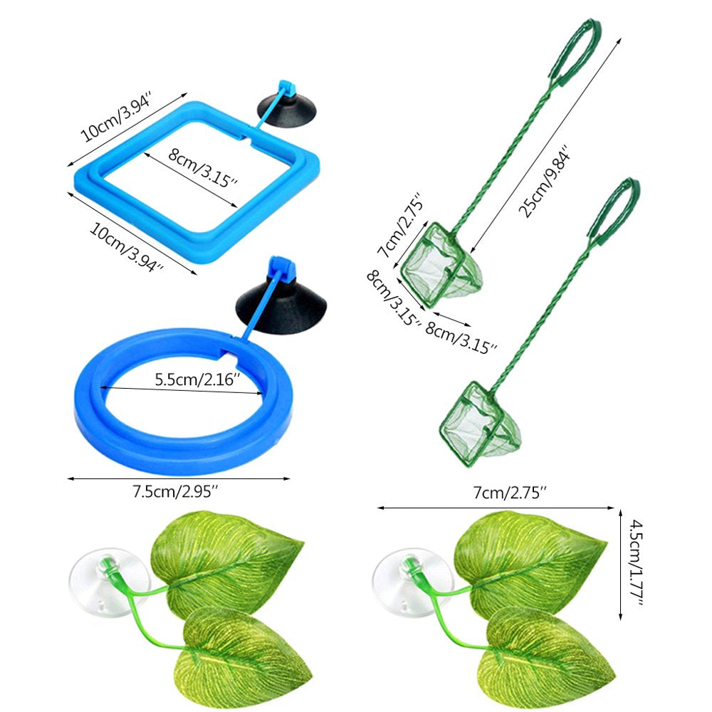 BOOYOU 6 Pcs Aquarium Feeding Set Betta Leaf Bed Pad Feeding Ring Plastic Fishnet Animals & Pet Supplies > Pet Supplies > Fish Supplies > Aquarium Fish Nets BOOYOU   