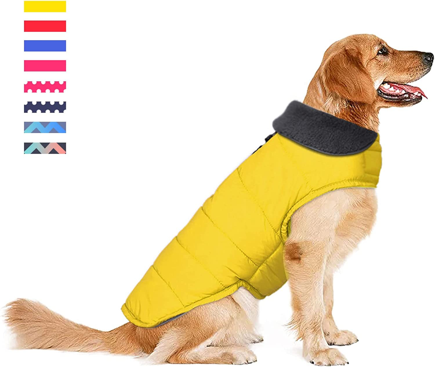 Waterproof Dog Coat, Christmas Dog Jacket for Cold Weather, Warm Reflective Dog Winter Appreal, Windproof Comfy Pet Vest for Small Medium Extra Large Dogs Pets Boy (Blue, XS) Animals & Pet Supplies > Pet Supplies > Dog Supplies > Dog Apparel Petglad Yellow M(Chest Girth:16.1-20.1") 