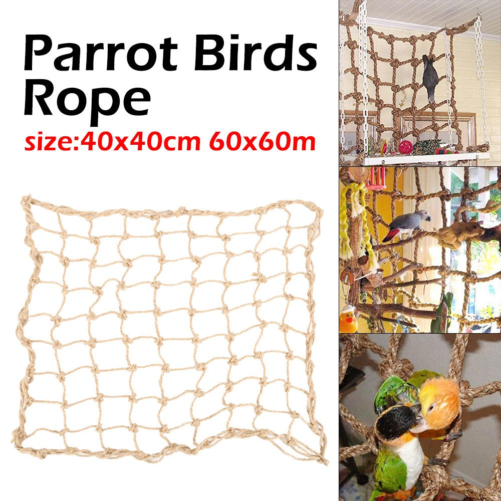 Duety Parrot Bird Climbing Net Hemp Rope Ladder Toy Play Gym Hanging Swing Net Parrot Perch Hammock Toy with Hooks Bird Cage Toy for Budgies Macaw Cockatoo Parakeet Hamster Ferret Animals & Pet Supplies > Pet Supplies > Bird Supplies > Bird Ladders & Perches Duety   