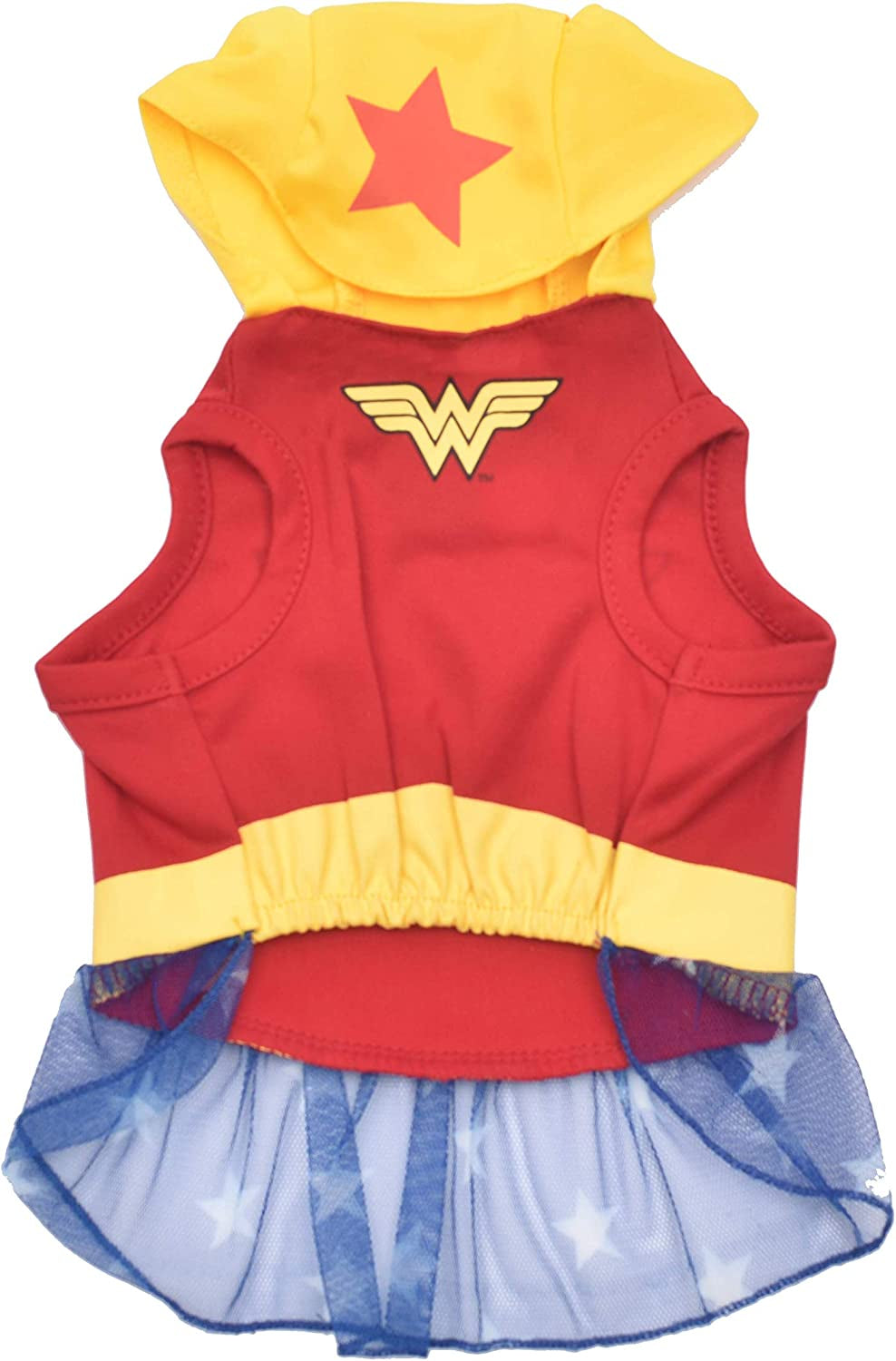 DC Comics Wonder Woman Dog Costume, X-Small (XS) | Hooded Superhero Costume for Dogs | Red, Yellow, Blue Wonder Woman Costume Dog Halloween Costumes for Small Dogs | See Sizing Chart for More Info Animals & Pet Supplies > Pet Supplies > Dog Supplies > Dog Apparel Fetch for Pets   
